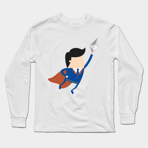 Ethereum man to the moon Long Sleeve T-Shirt by mangobanana